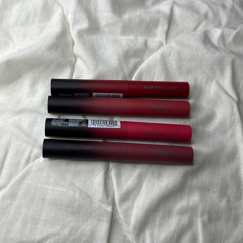 BRAND NEW set of 4. Maybelline ultimate matte lipstick